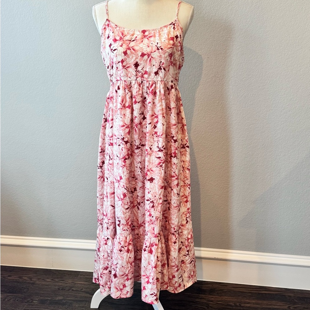 Hayden LA Women’s L Pink and White Floral Maxi Adjustable Strap Dress